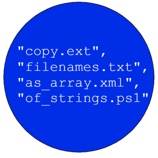 Copy file names as array of strings